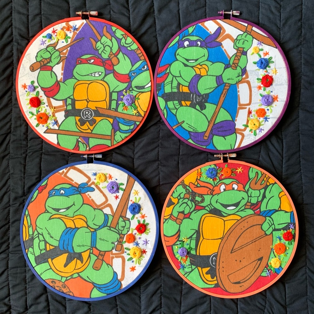 TMNT Embroidery Hoops- set of 4!